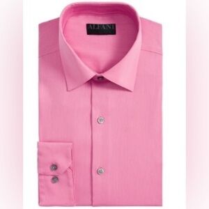 NWT ALFANI MensPinstripe Point Collar Classic Fit Dress Shirt L 16/16.5- 34/35